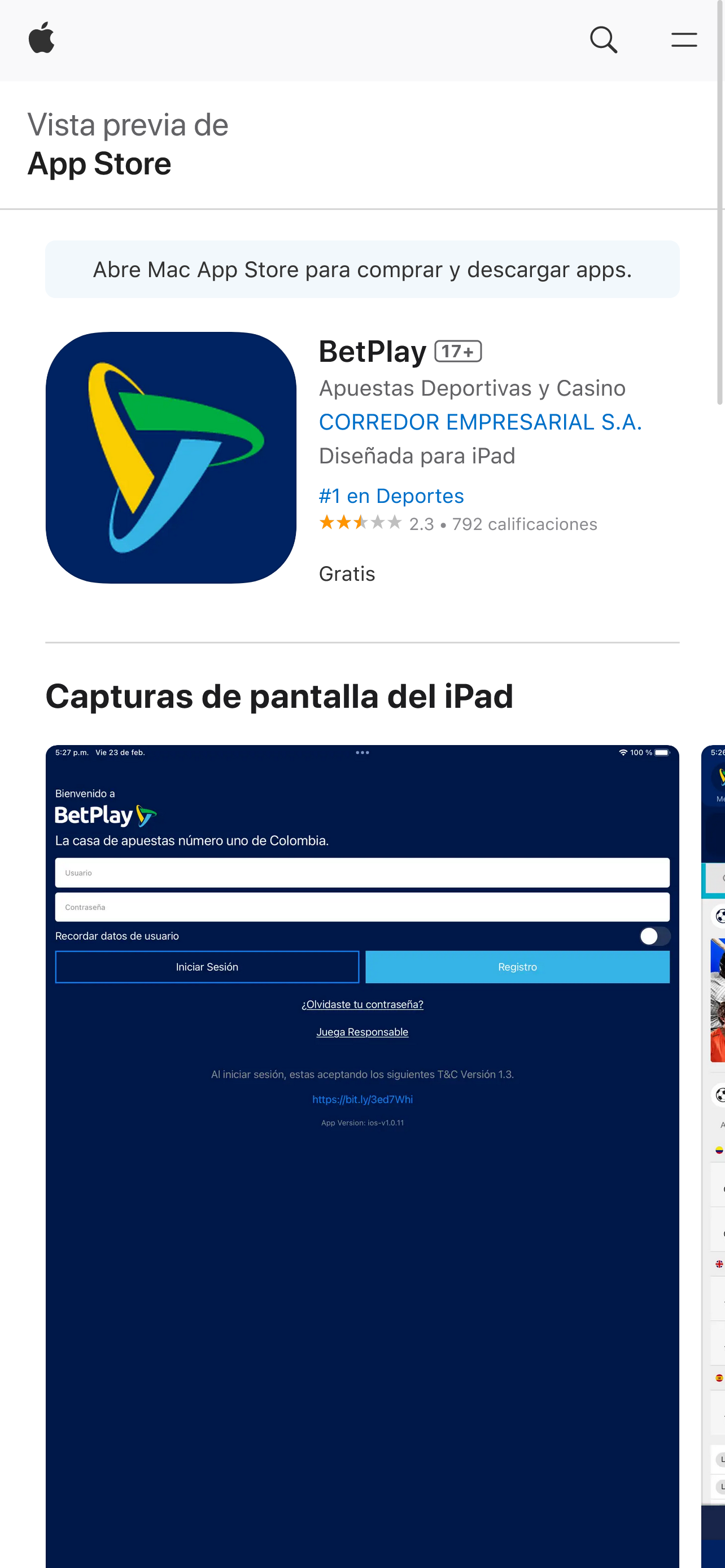 Betplay para iOS