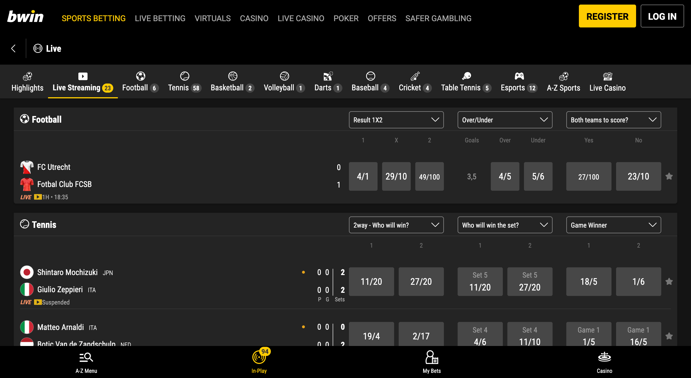 In-Play at Bwin