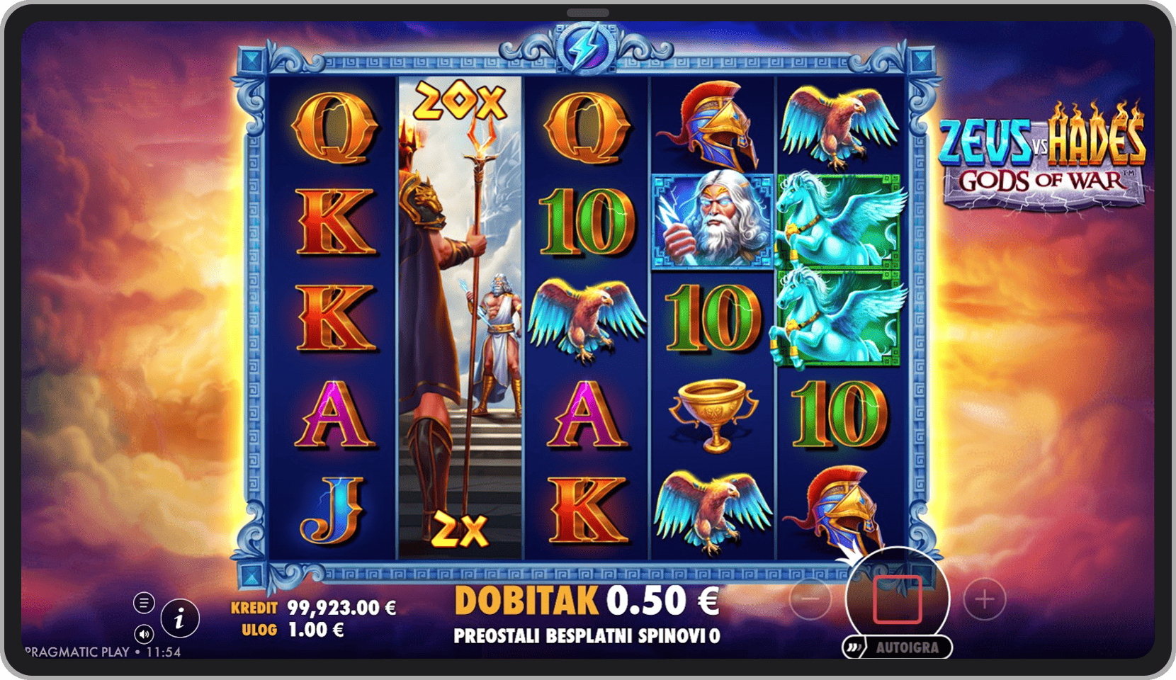 Bonus igra u modu Zevsa