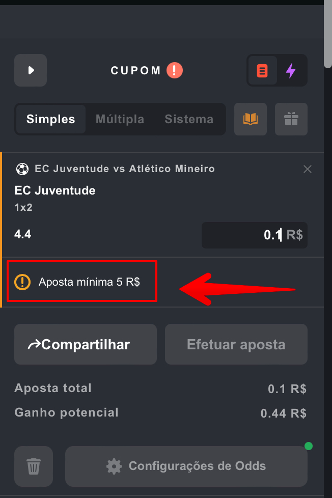 Aposta mínima aceita na Bons é de R$