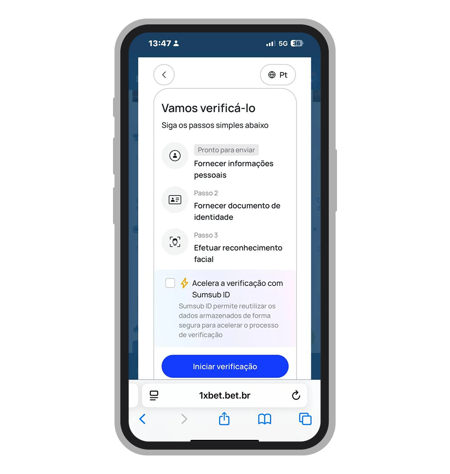 Leia atentamente o aviso sobre a necessidade de envio de documentos e selfie para liberação total da conta