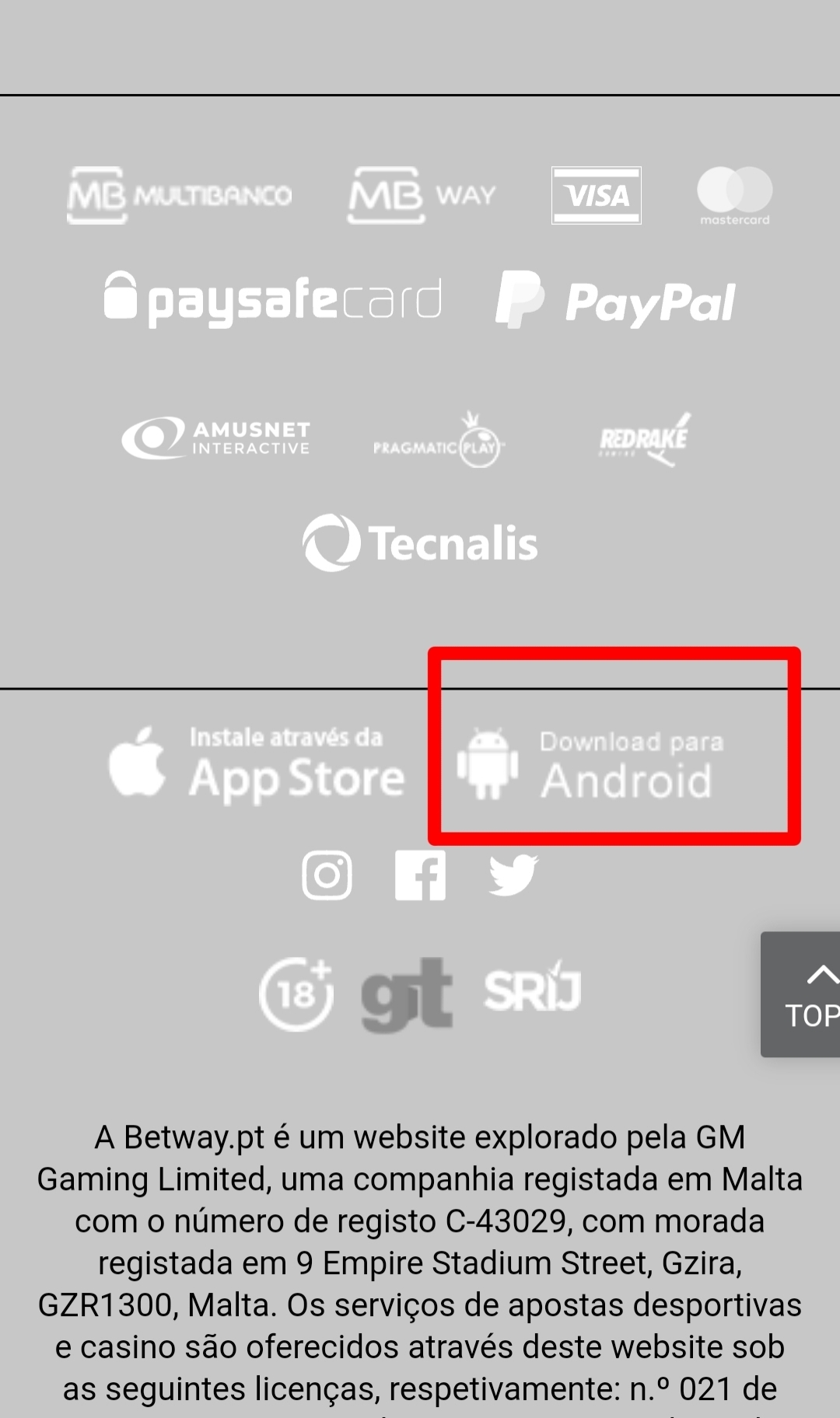 Ícone "Download para Android"