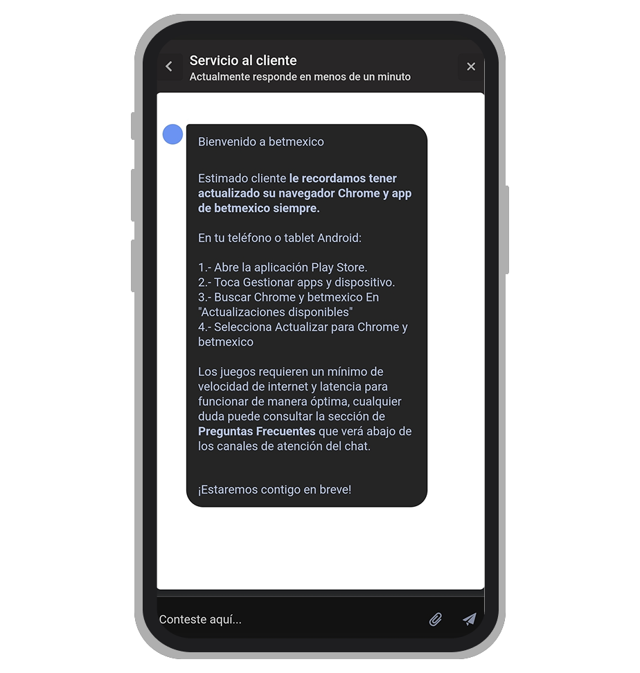 Atención al cliente en Betmexico