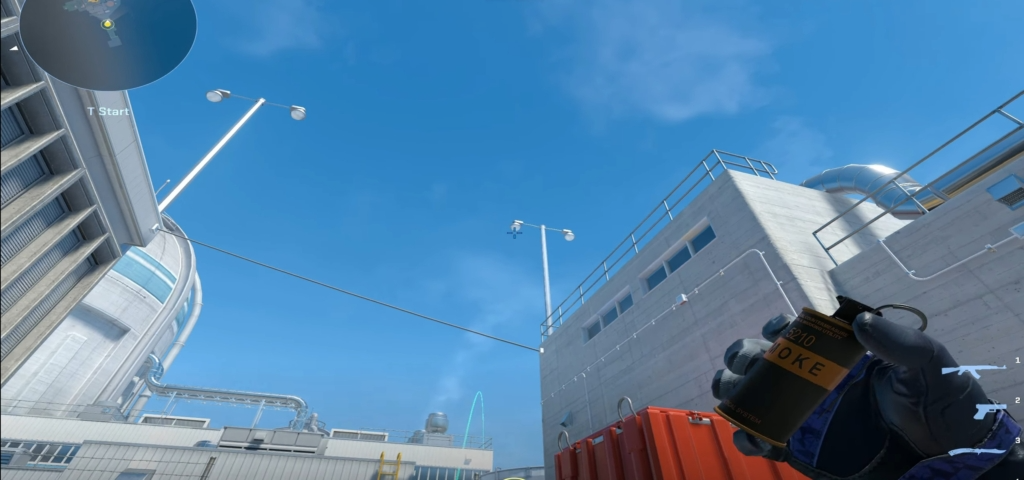 Смок с Т-спавна на точку между ангаром и улицей у КТ-спавна