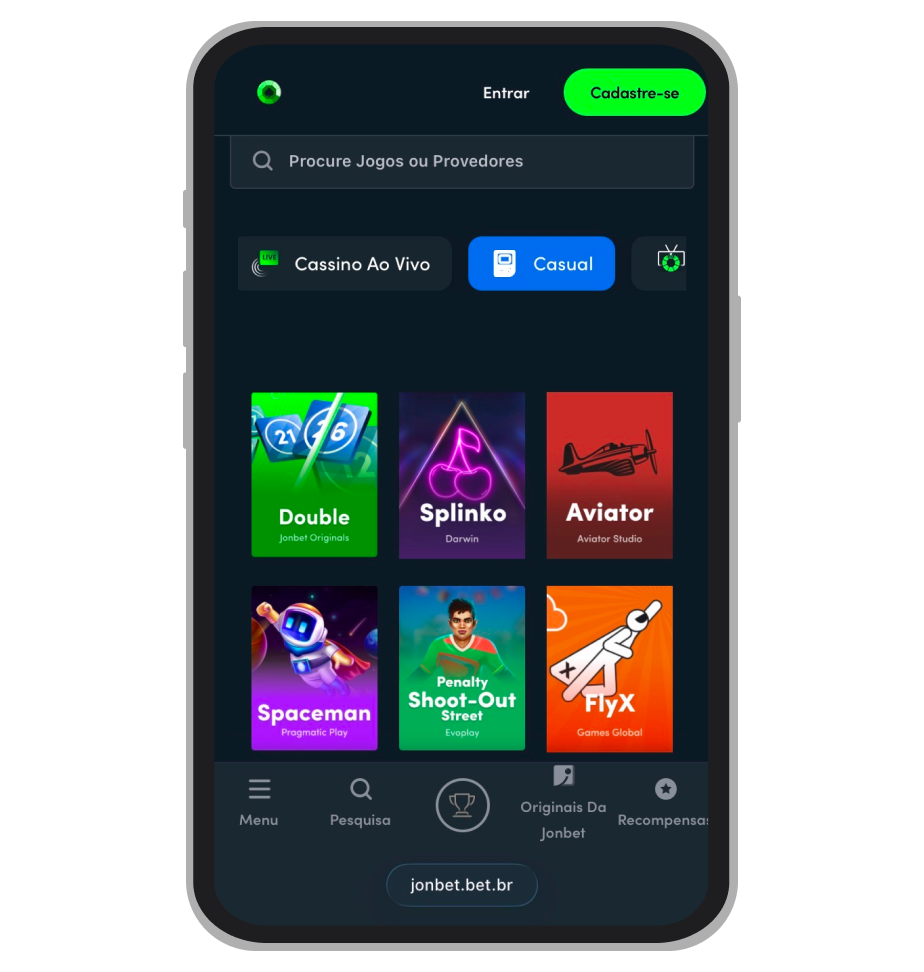 Catálogo de crash games no cassino Jonbet