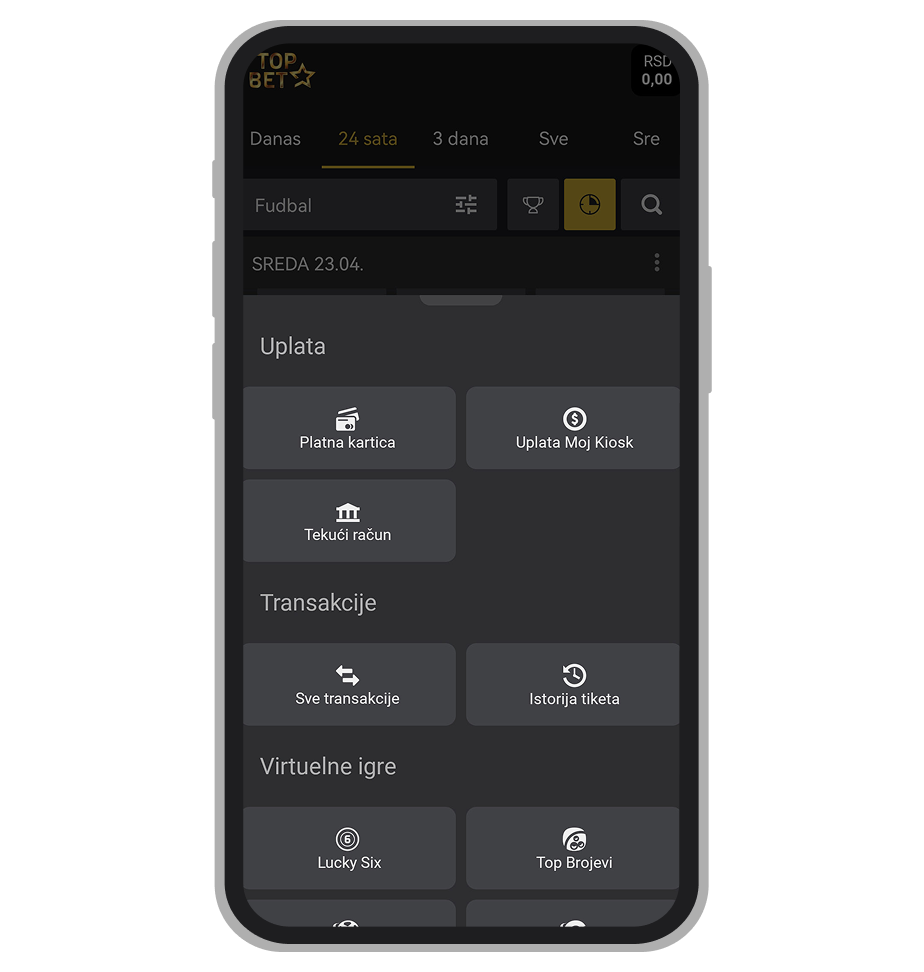 Top Bet stranica Uplata/Isplata