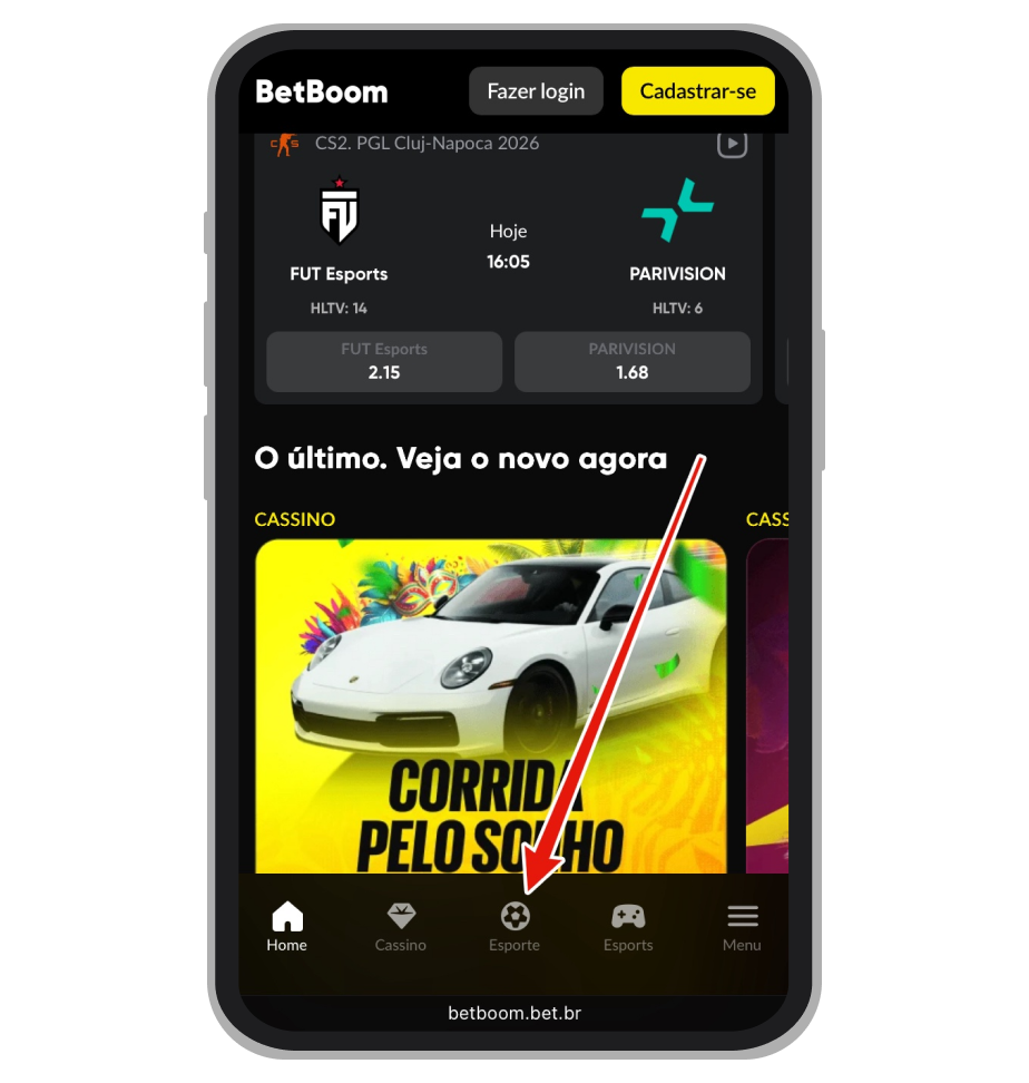 Seção de esportes na BetBoom