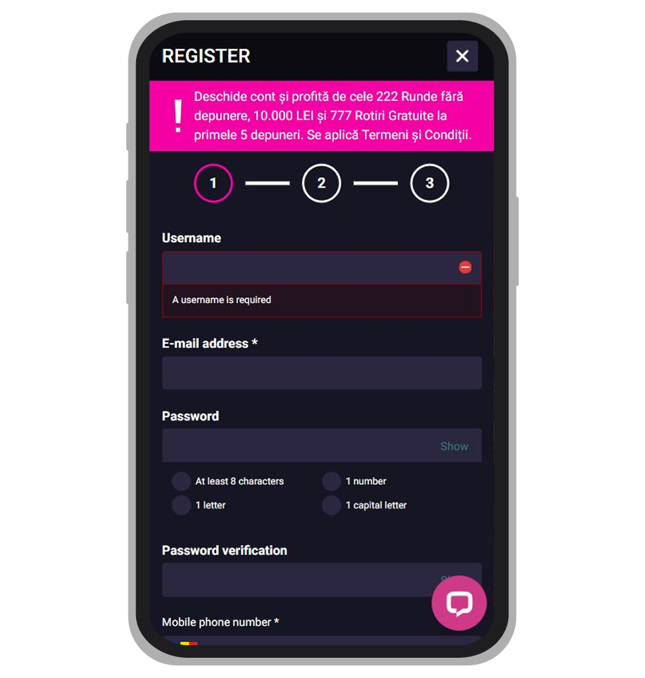 deschiderea unui cont la Player Casino