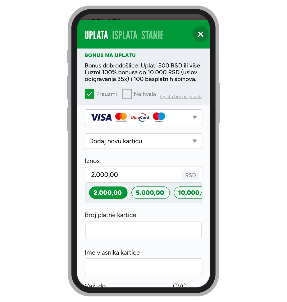 Stranica sa plaćanjima