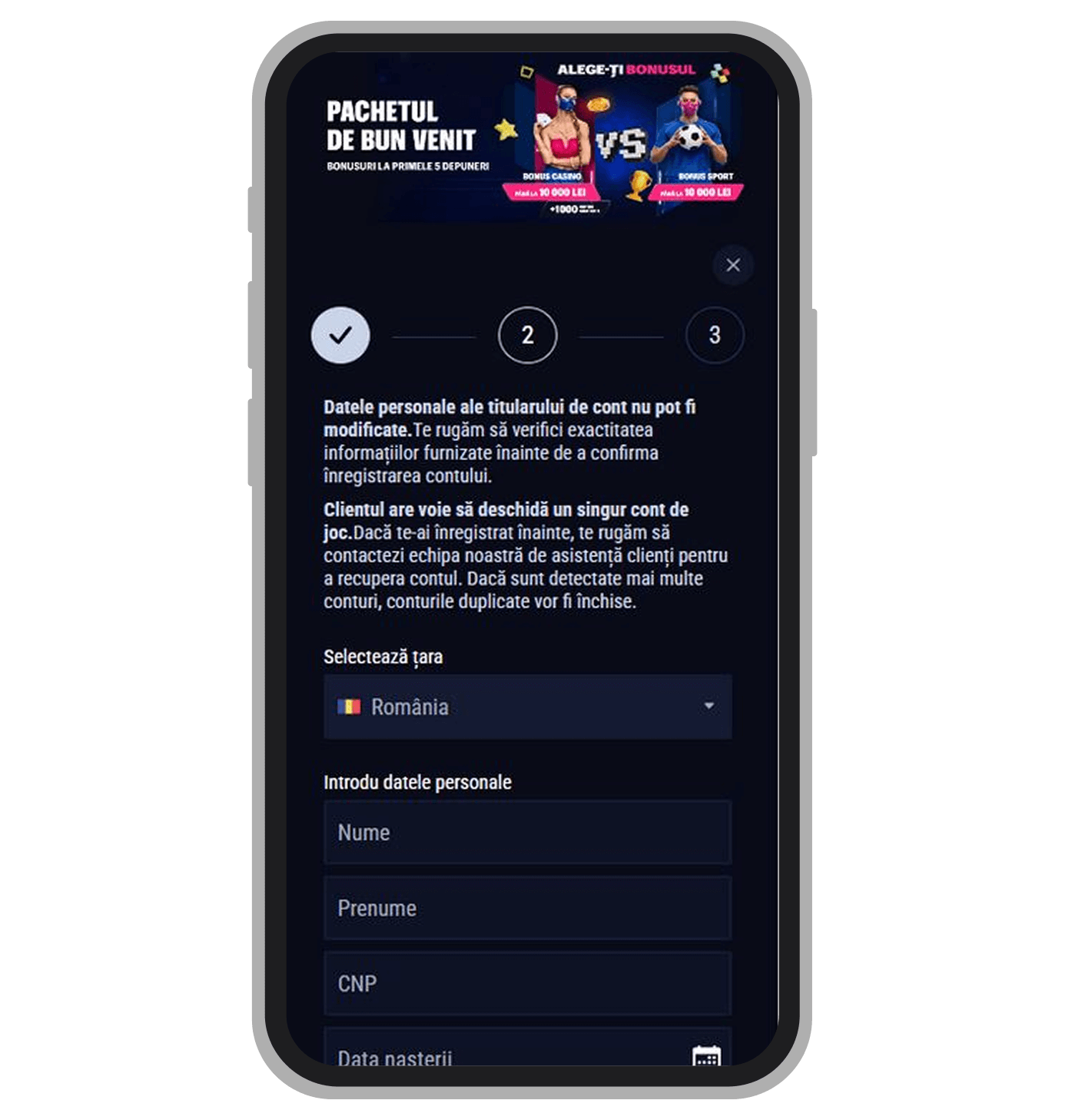 Înregistrare la un cazinou online