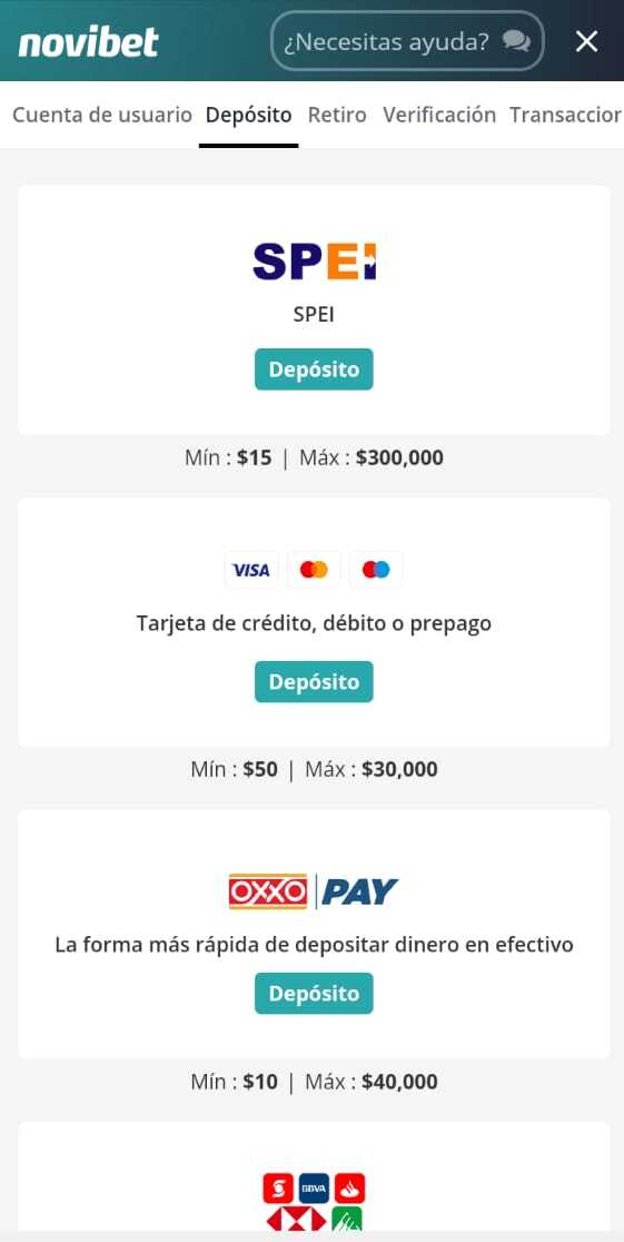 Selección de método de depósito