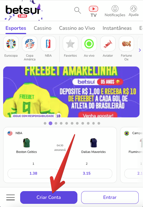 Botão ‘Criar Conta’