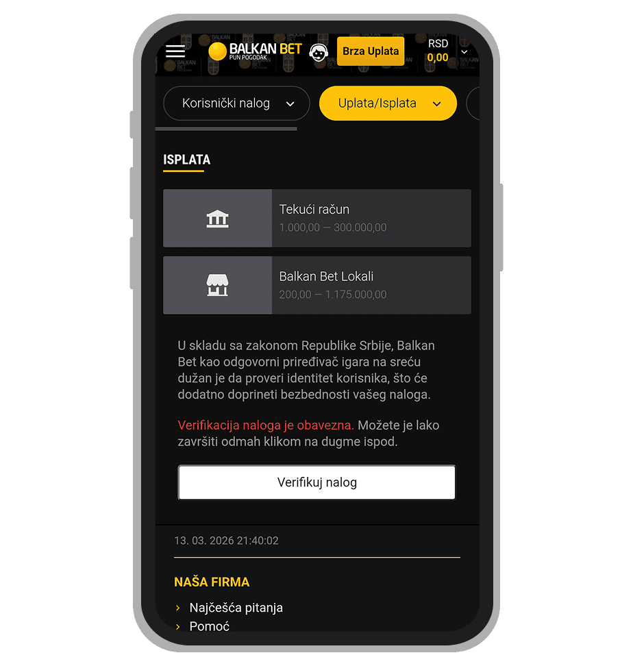 Isplata sa Balkan Bet-a