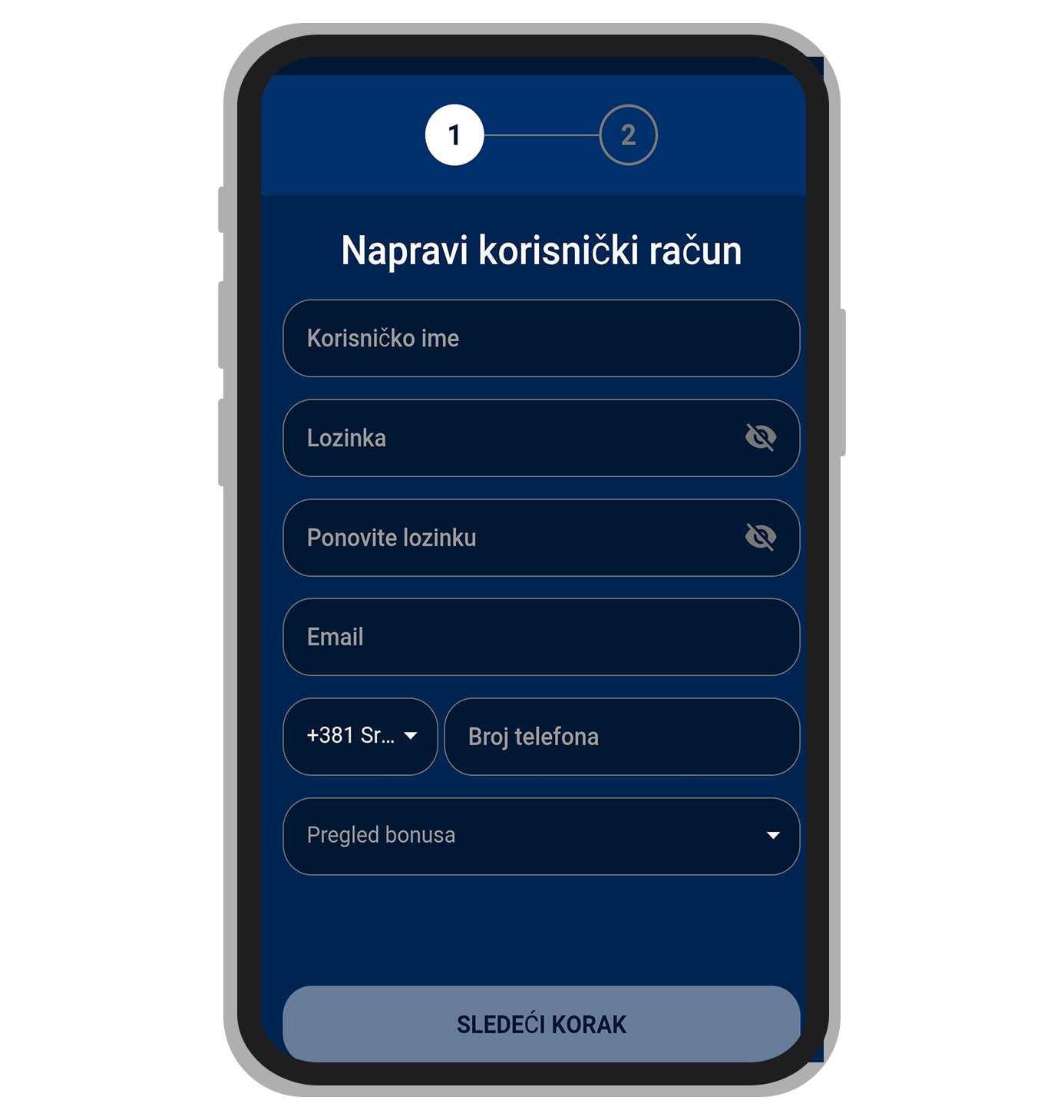 Stranica za registraciju Tašbet