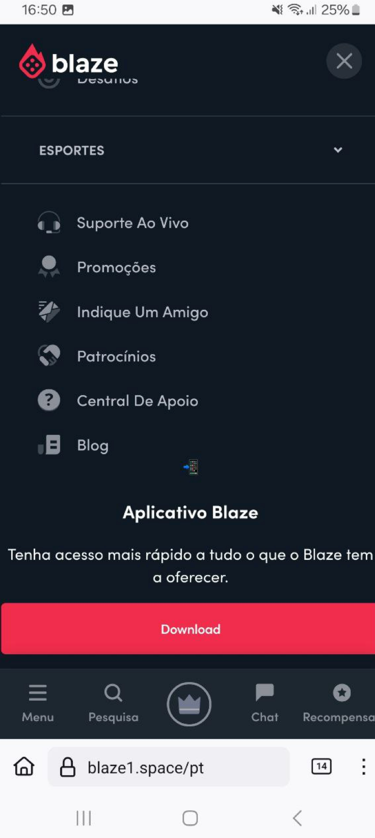 O banner de baixar o app