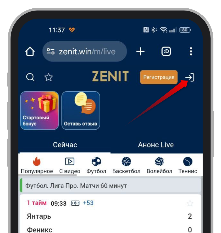 Кнопка для входа