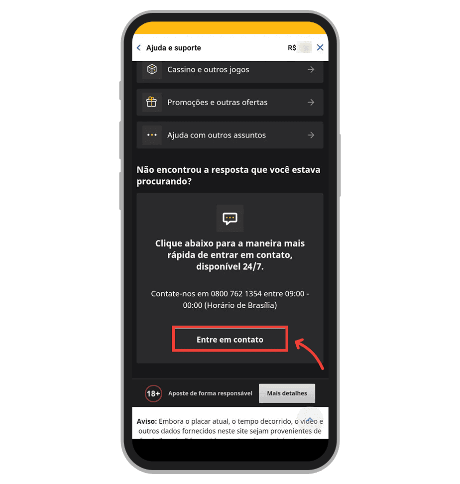 Toque no botão de chat ao vivo