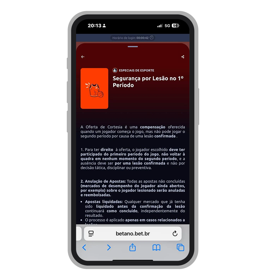 Segurança por Lesão no 1º Período é um dos seguros oferecidos pela Betano
