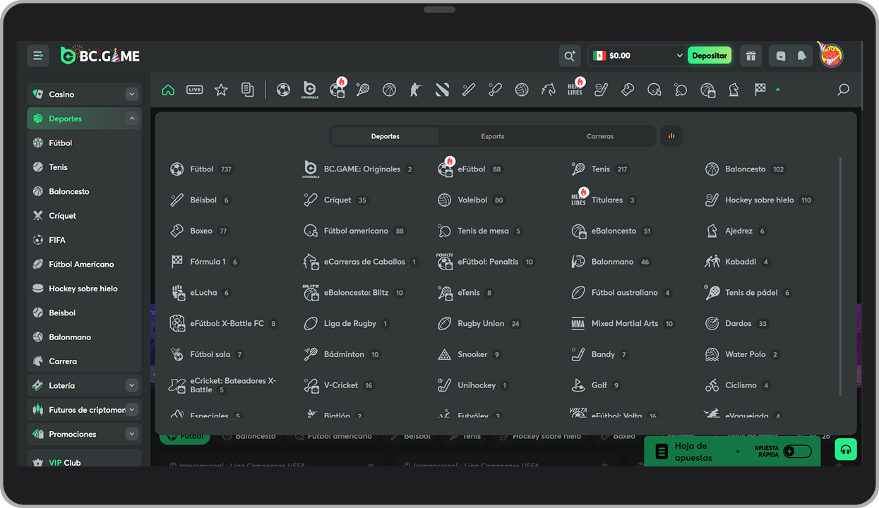 Lista de Deportes PC