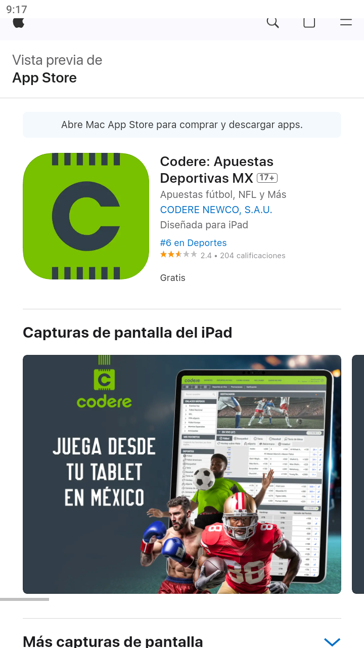 Página de la app