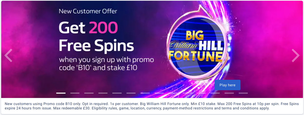 William Hill Casino new customer offer.