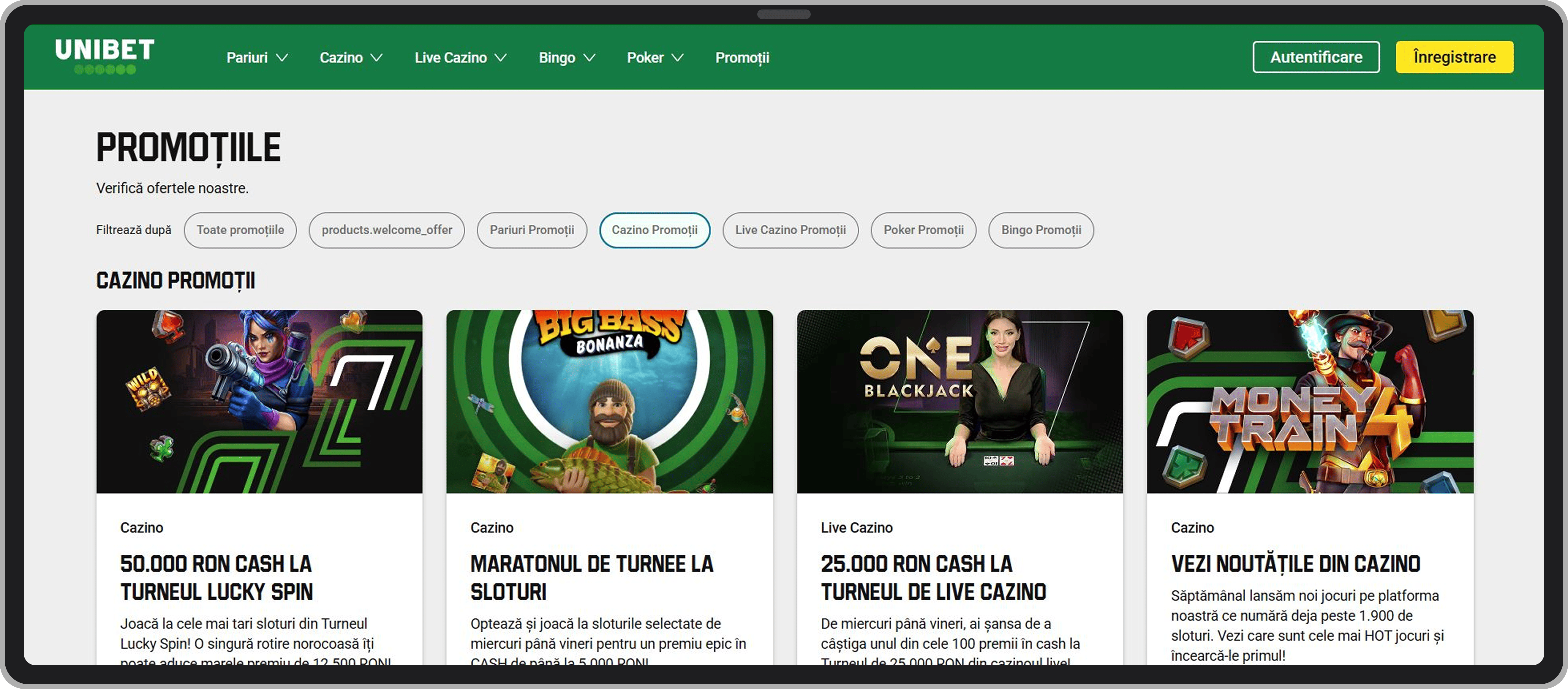 Promotii Unibet cazino