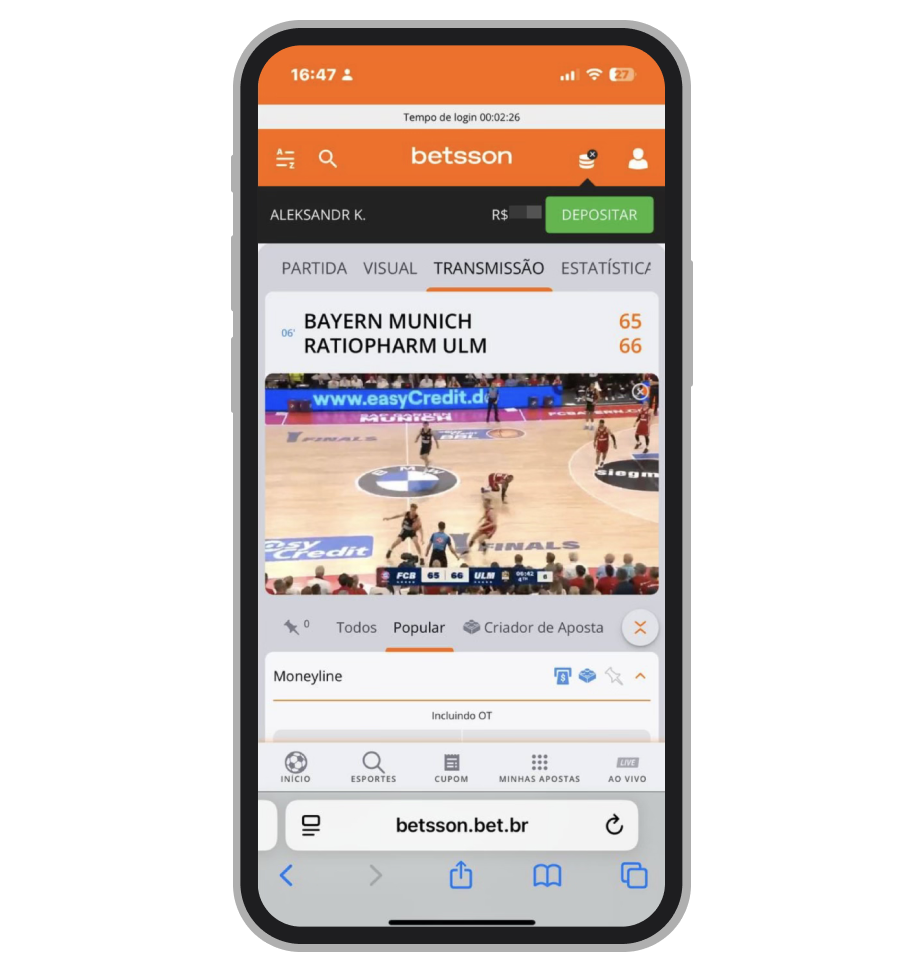 Transmissão de basquete no site da casa de apostas 