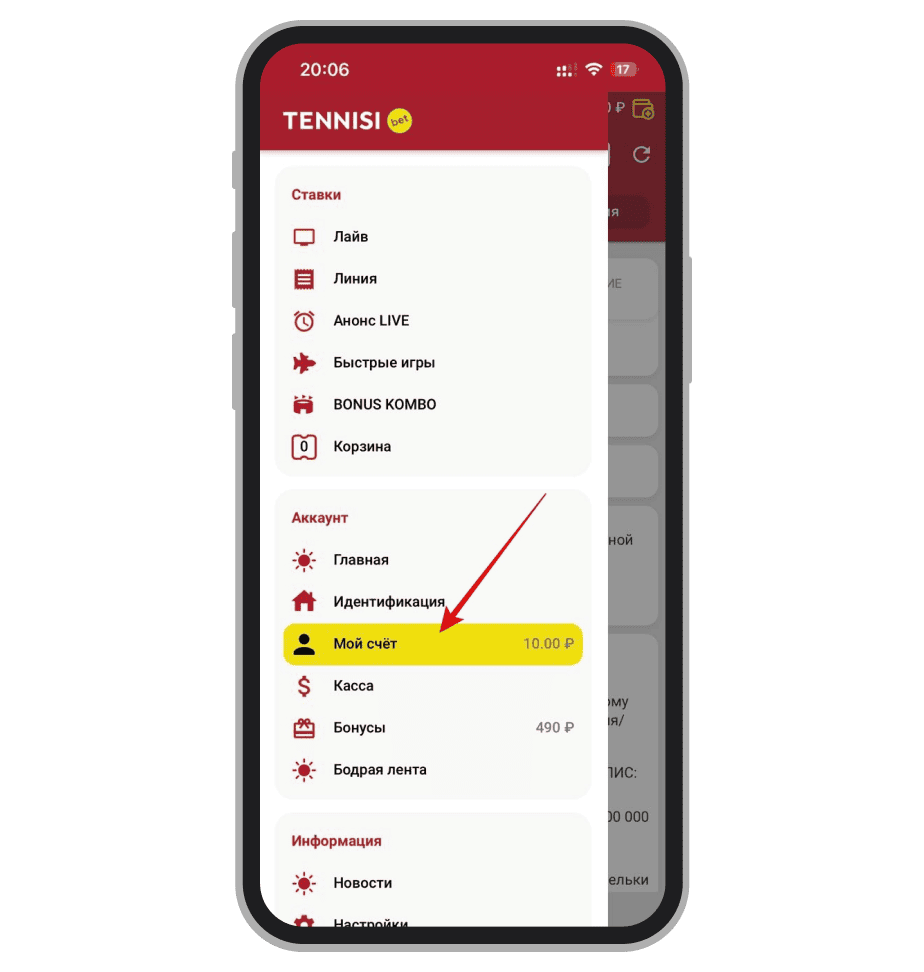 Раздел «Мой счёт»