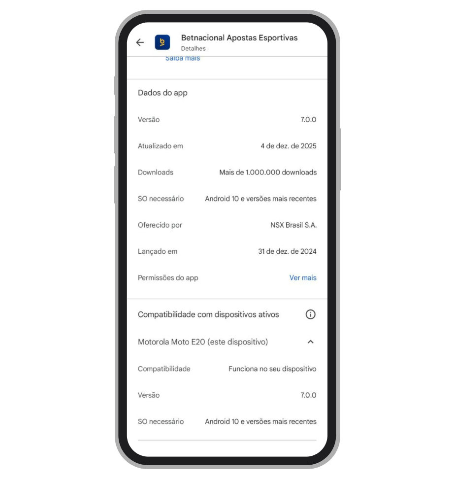 Requisitos do app na Google Play