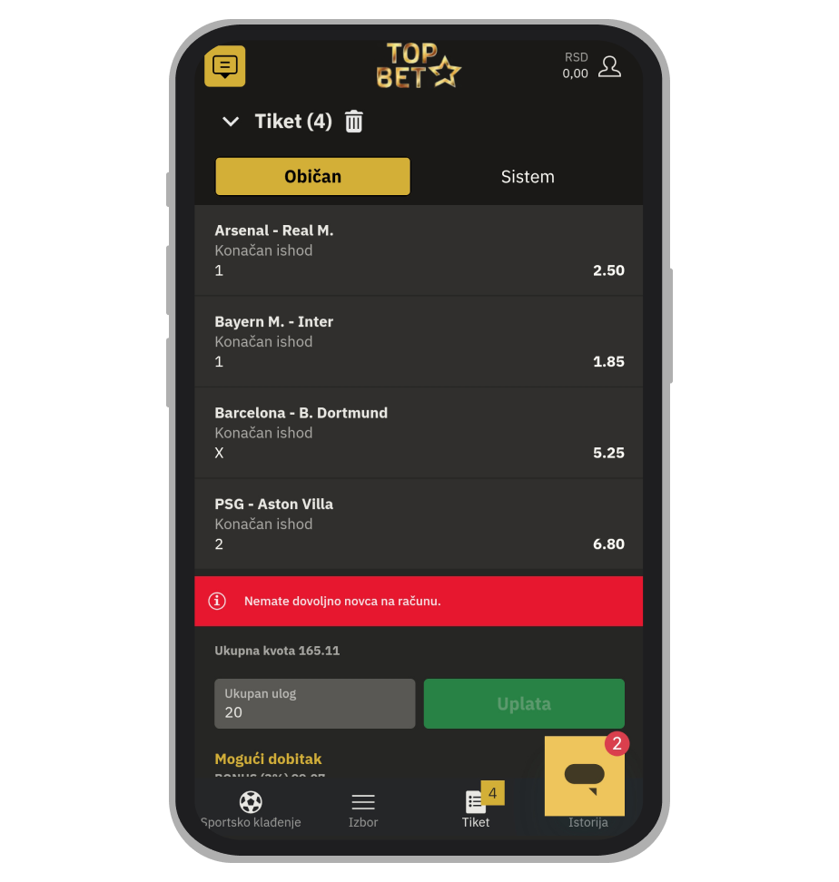 Tiket u TopBet