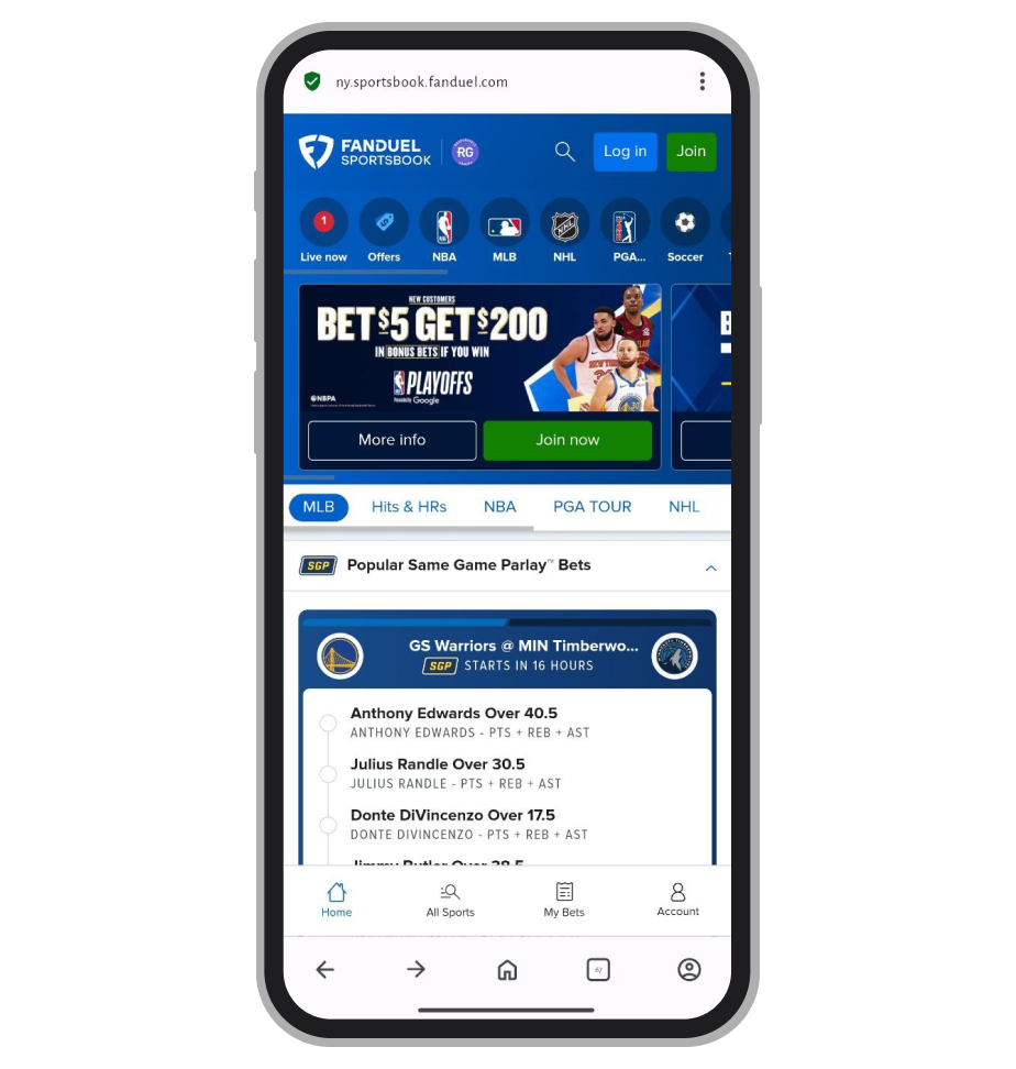 Главная страница БК Fanduel