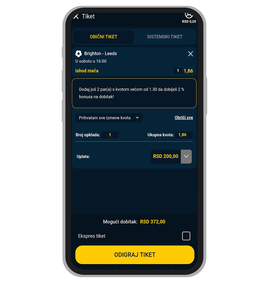 AmbassadorBet potvrda opklade