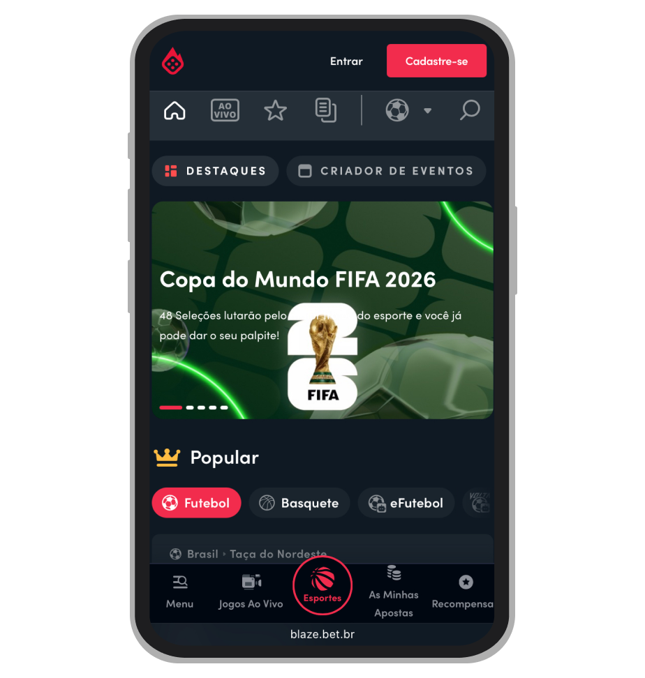 Página de esportes da Blaze