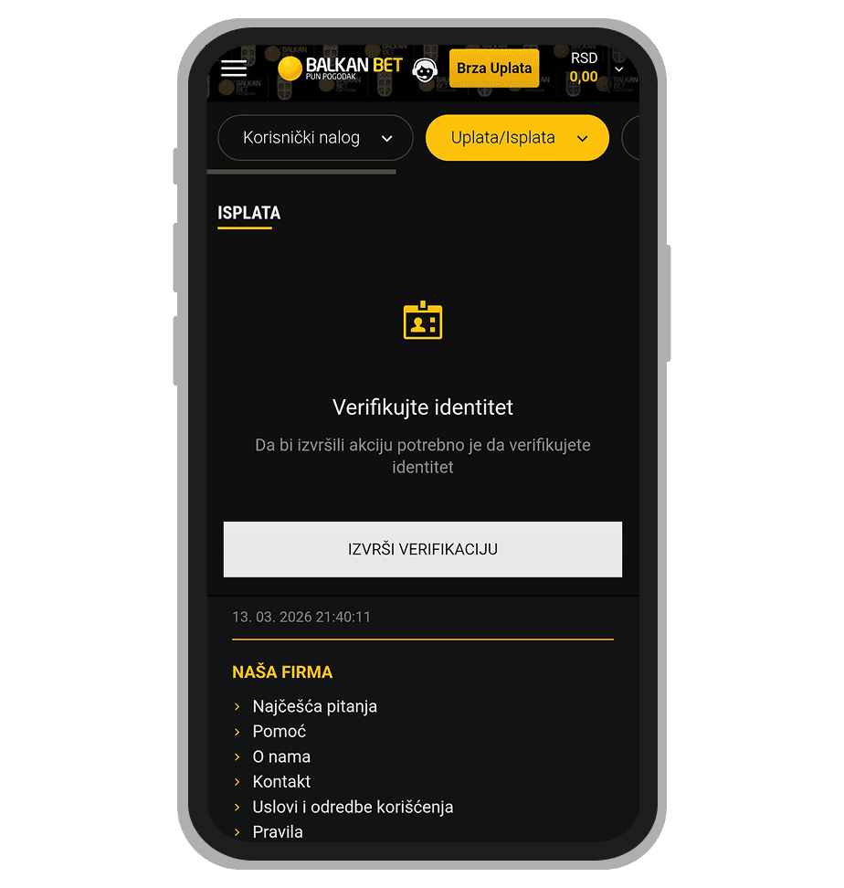 BalkanBet isplata u lokalima