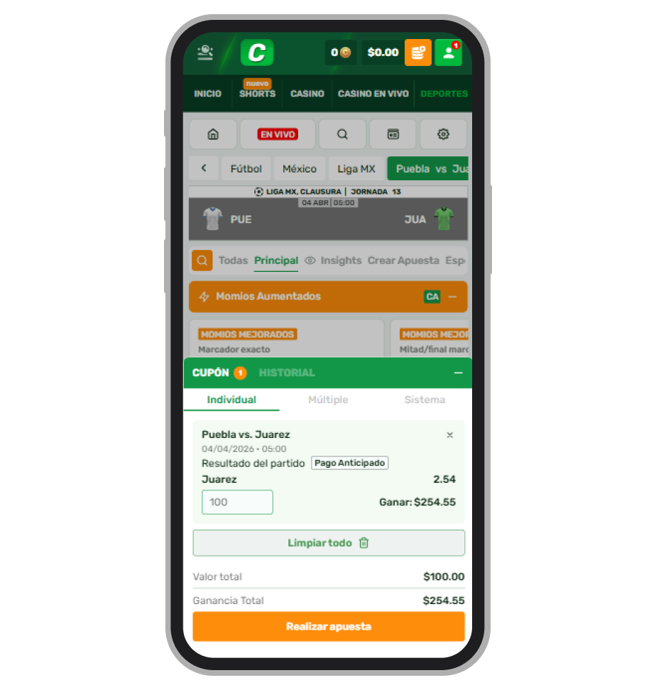 El ejemplo de apuesta