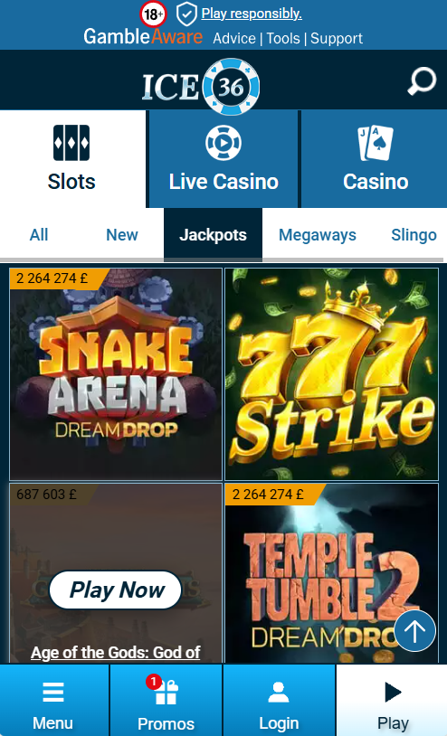 Jackpots page