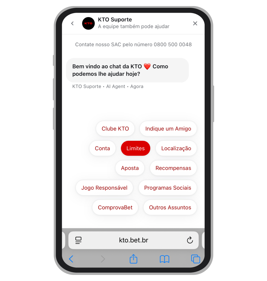 Selecione o motivo do contato