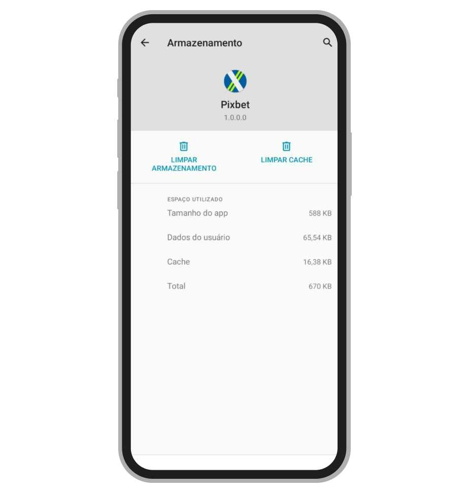 Armazenamento do atalho Pixbet: tamanho mínimo do “app” e cache pequeno 
