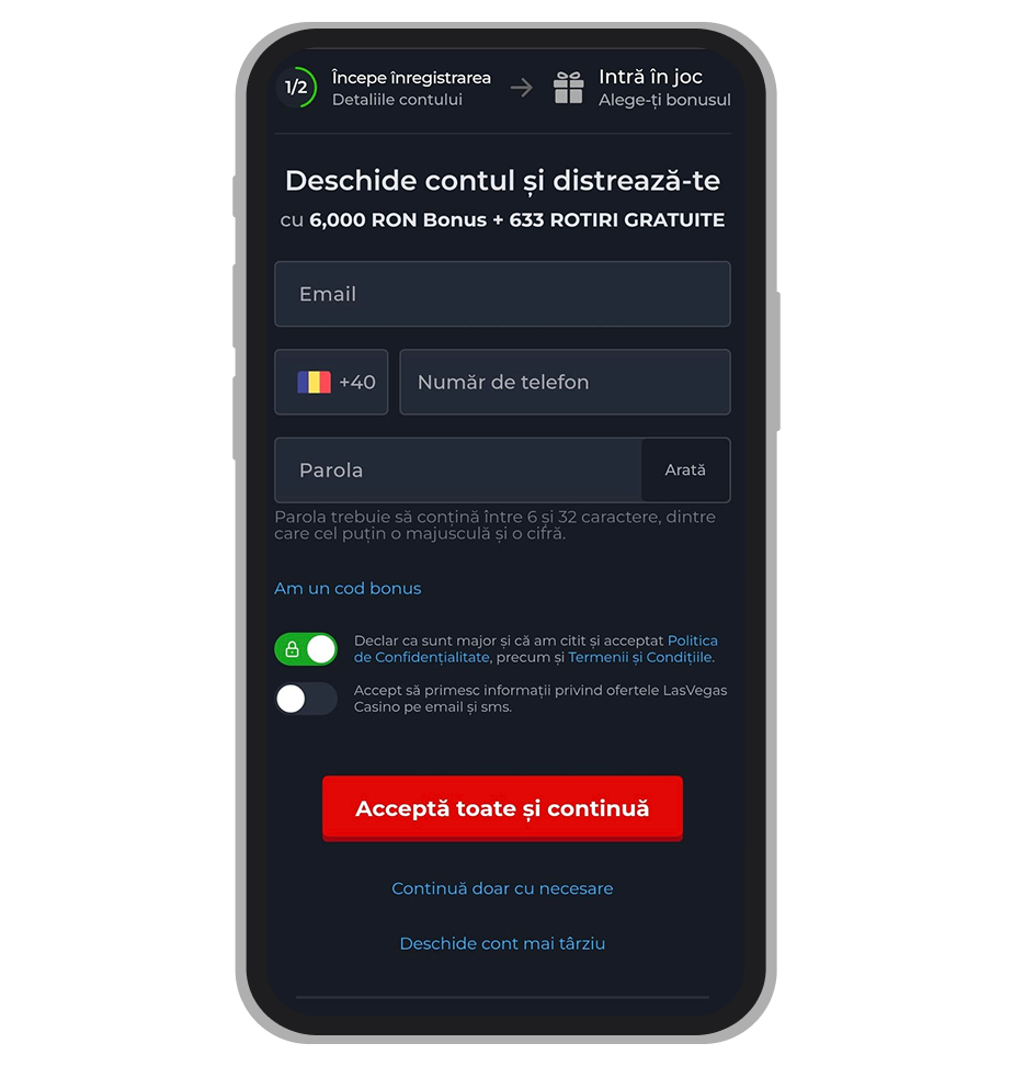 Formular înregistrare (prima parte)