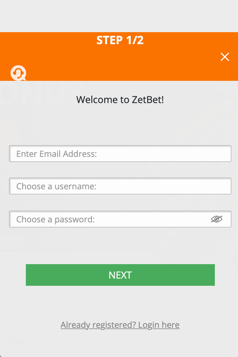 Enter your email address, choose a username and password