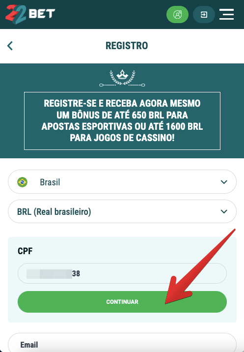 Complete o formulário de registro