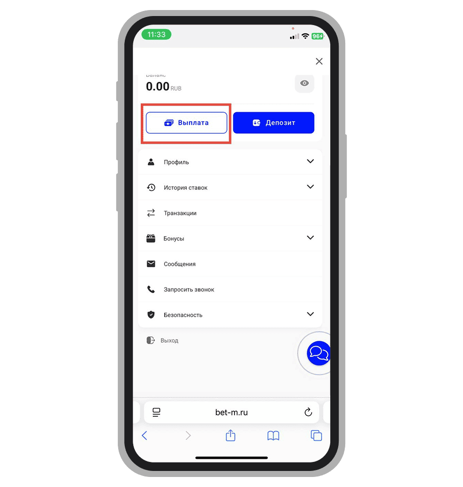 Ячейка «Выплаты», с помощью которого осуществляется вывод средств