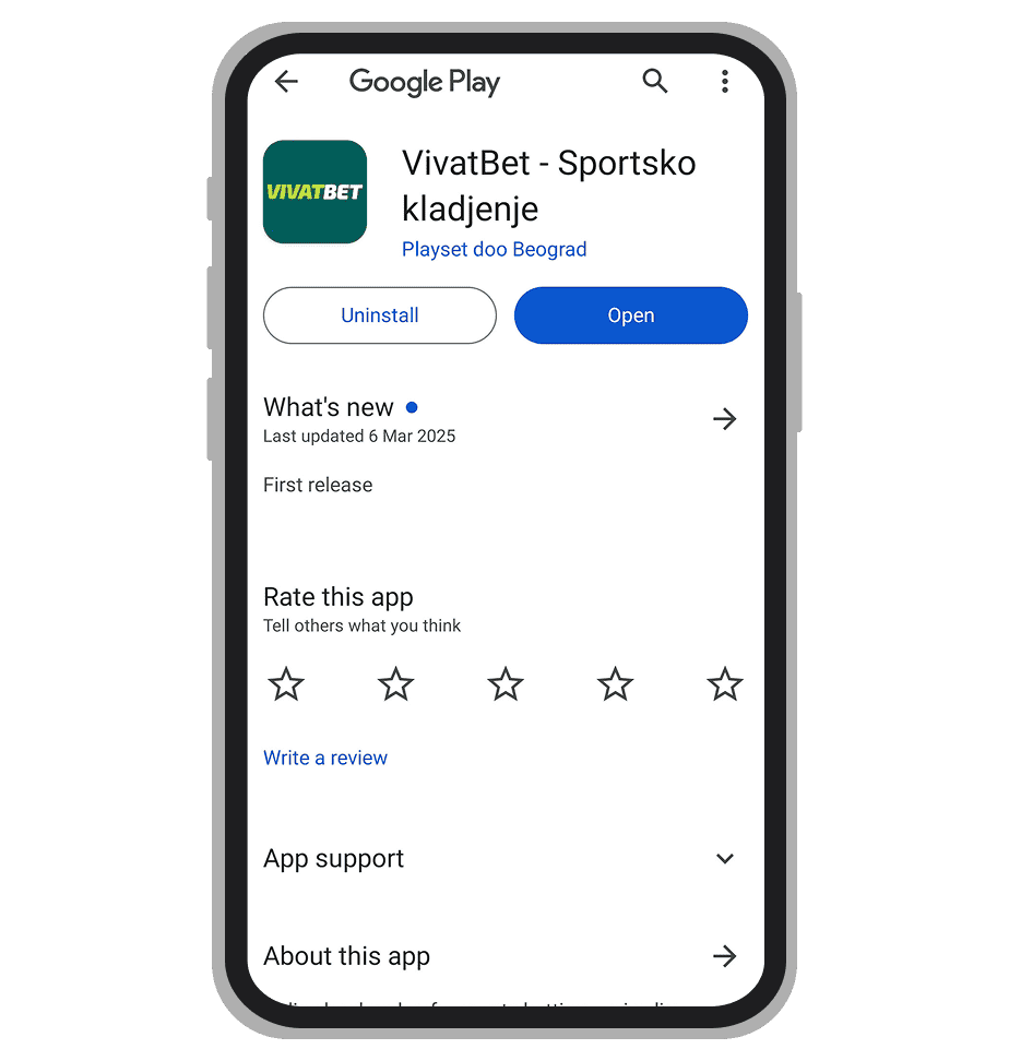 Vivatbet na Google Play prodavnici