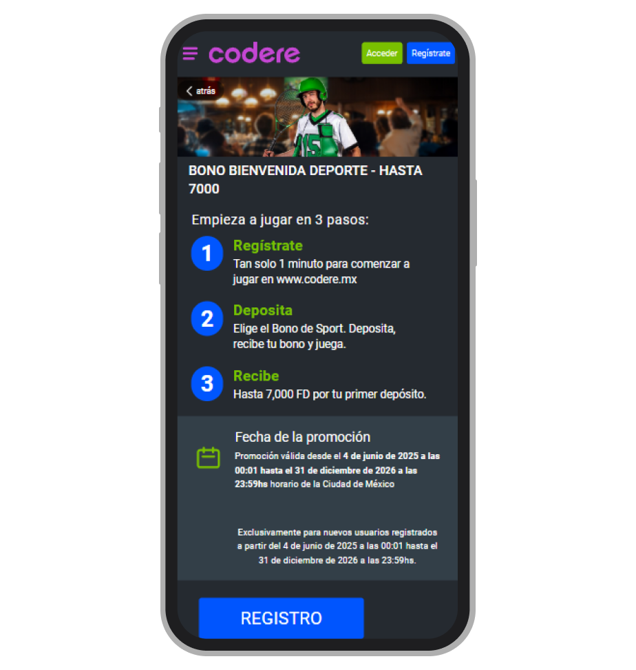 Bono de bienvenida de Codere Sports
