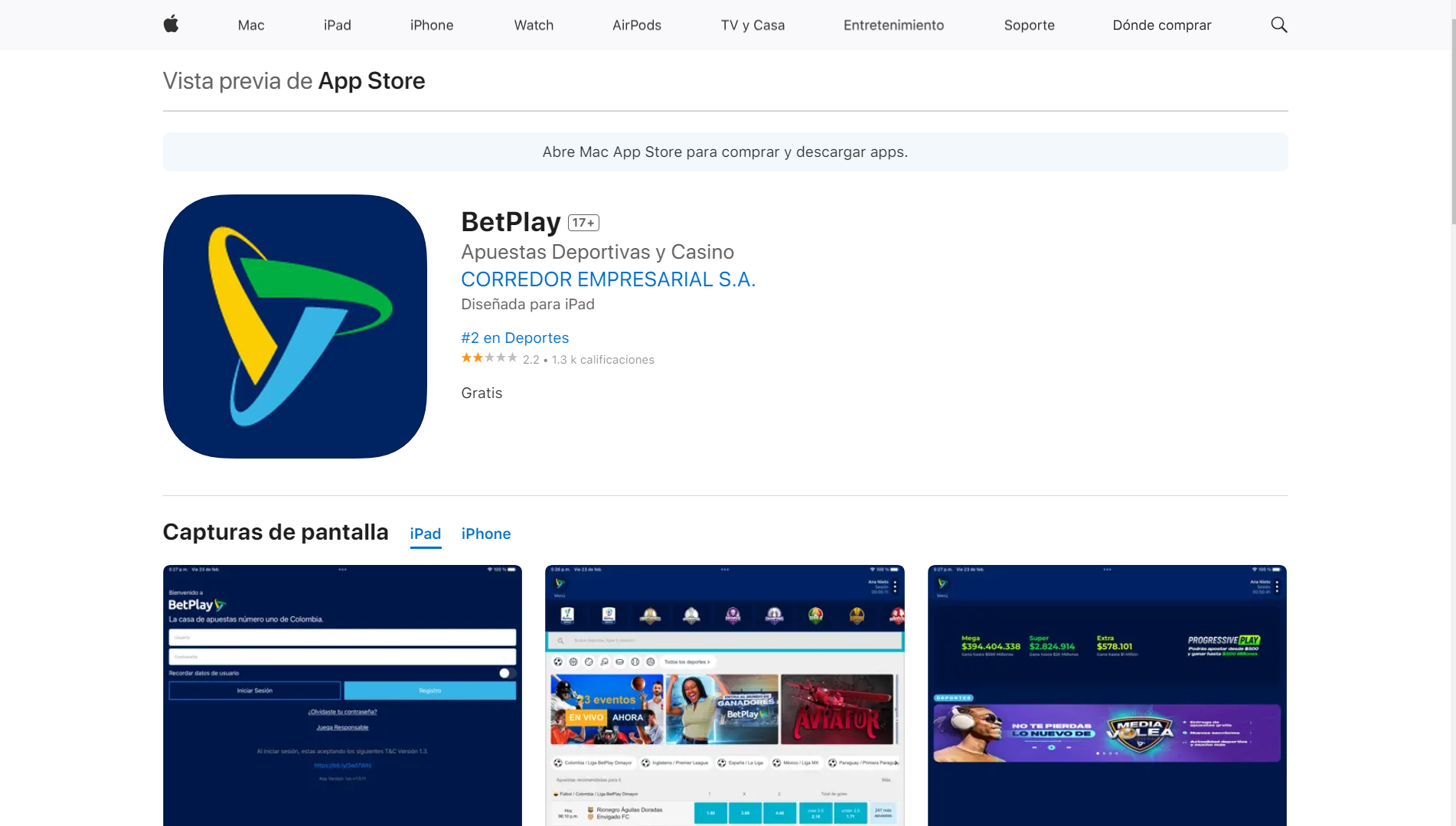 App de Betplay en App Store