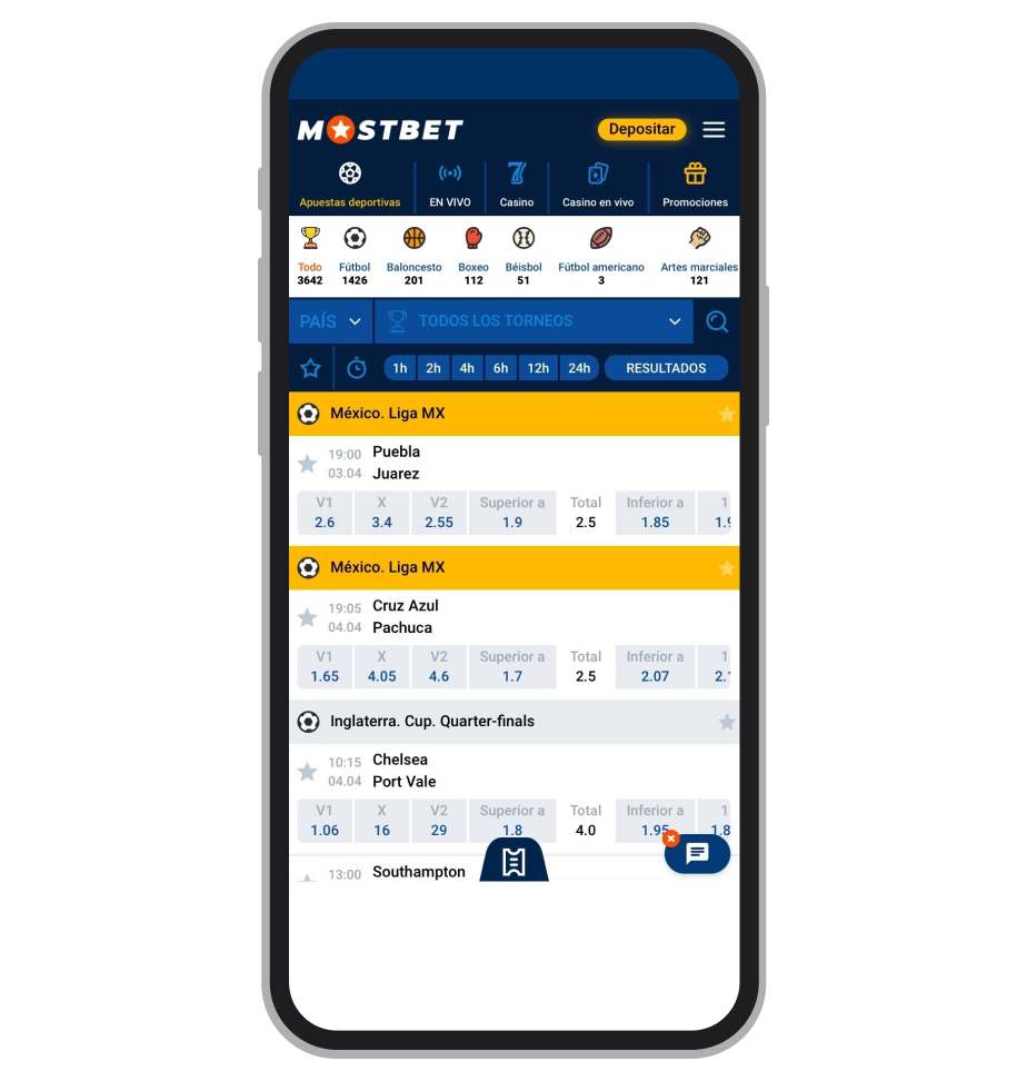 Apuestas deportivas en Mostbet