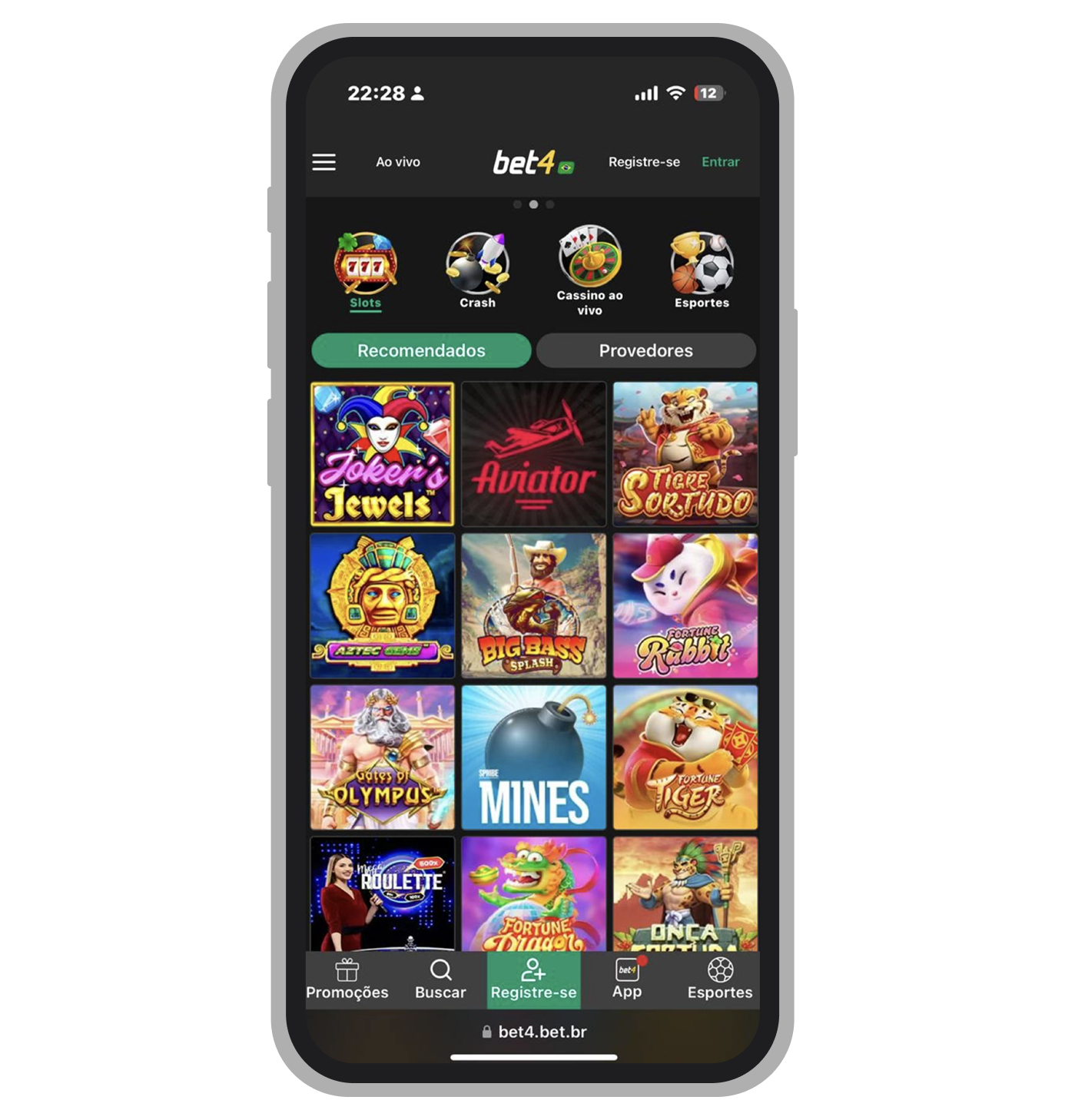Slots disponíveis na Bet4