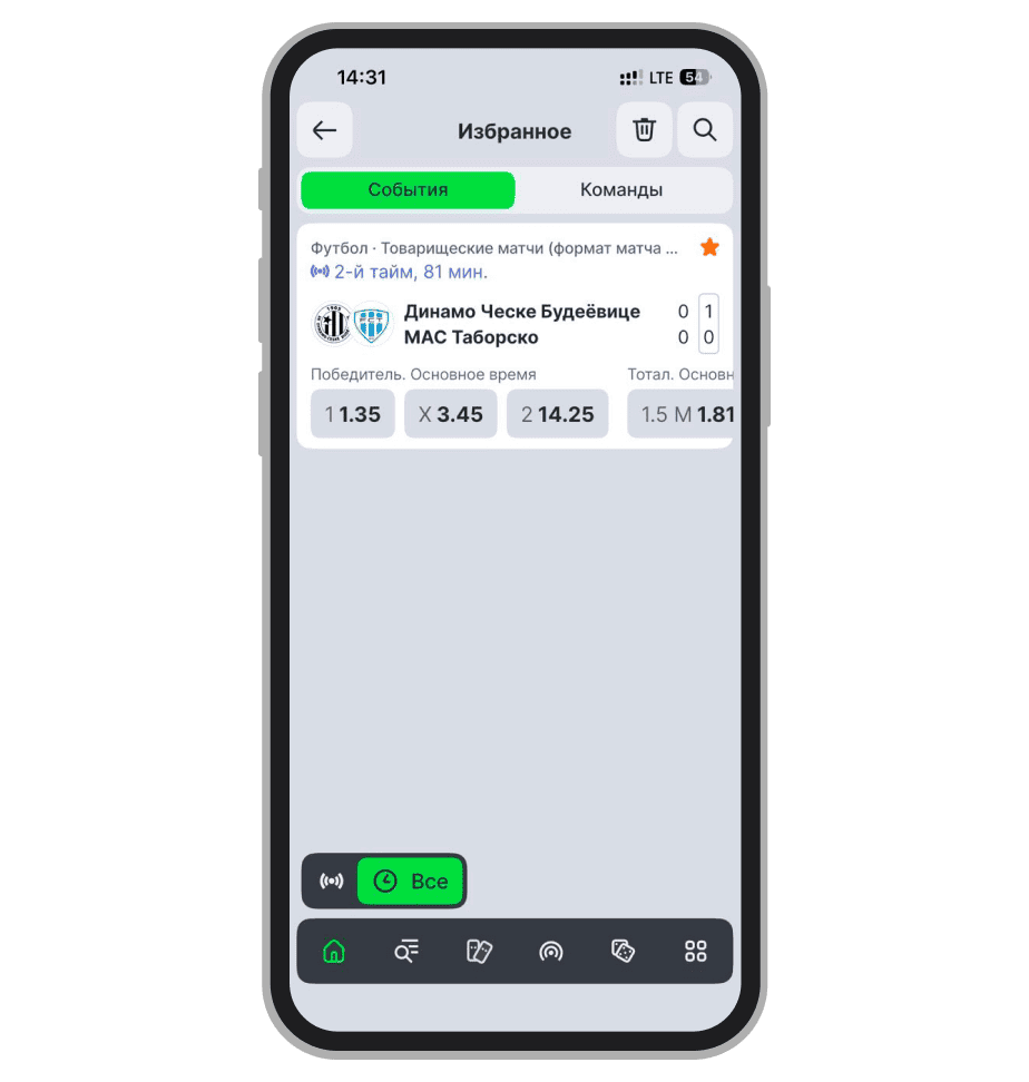 Раздел избранных событий