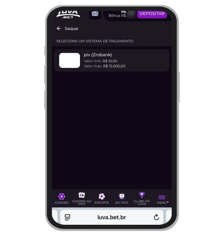 Saque no site mobile 