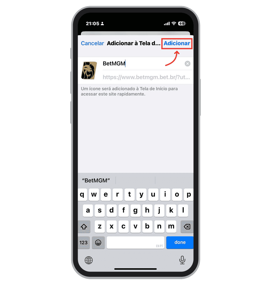 Adicione o atalho a tela inicial
